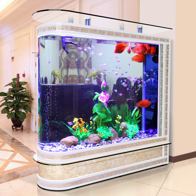 子金鱼缸水族箱大型玻璃生态客厅小型落地免换水家用圆形高清大图