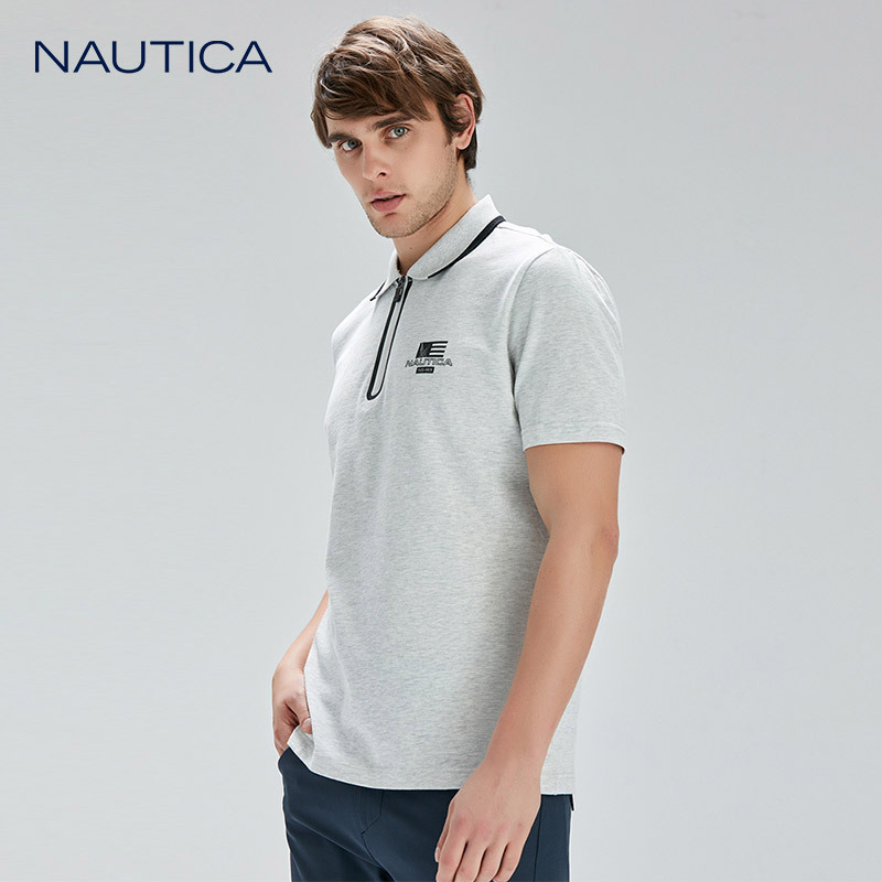 nautica诺帝卡2020春夏新款男士休闲撞色印花短袖polo衫kc0144