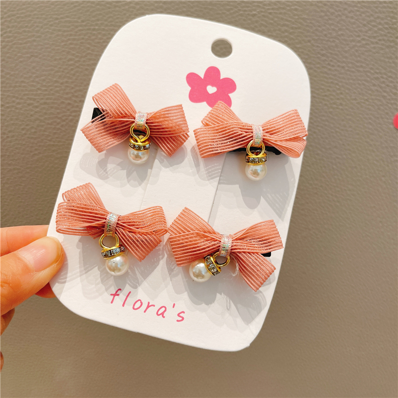 韩粉儿童发饰可爱蝴蝶结珍珠女童发夹小女孩编发神器宝宝婴儿发卡头饰