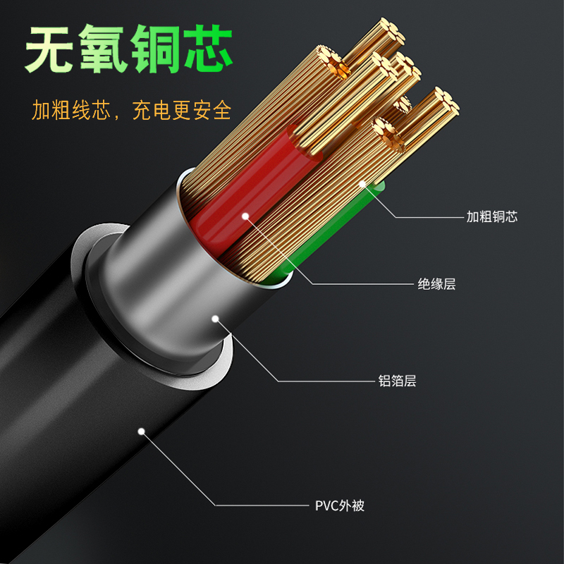 晶华 Mirco USB安卓手机线 平板数据线 充电器移动电源线适用于oppo/vivo 小米魅族等 黑色1米U420C