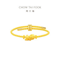 周大福 奶龙系列呼呼大睡足金黄金转运珠女男情侣配绳宝宝周岁 EOR1220