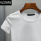 HLCOMAN2025夏季新款白色修身短袖t恤 男士青年高弹力光板黑色半袖打底衫