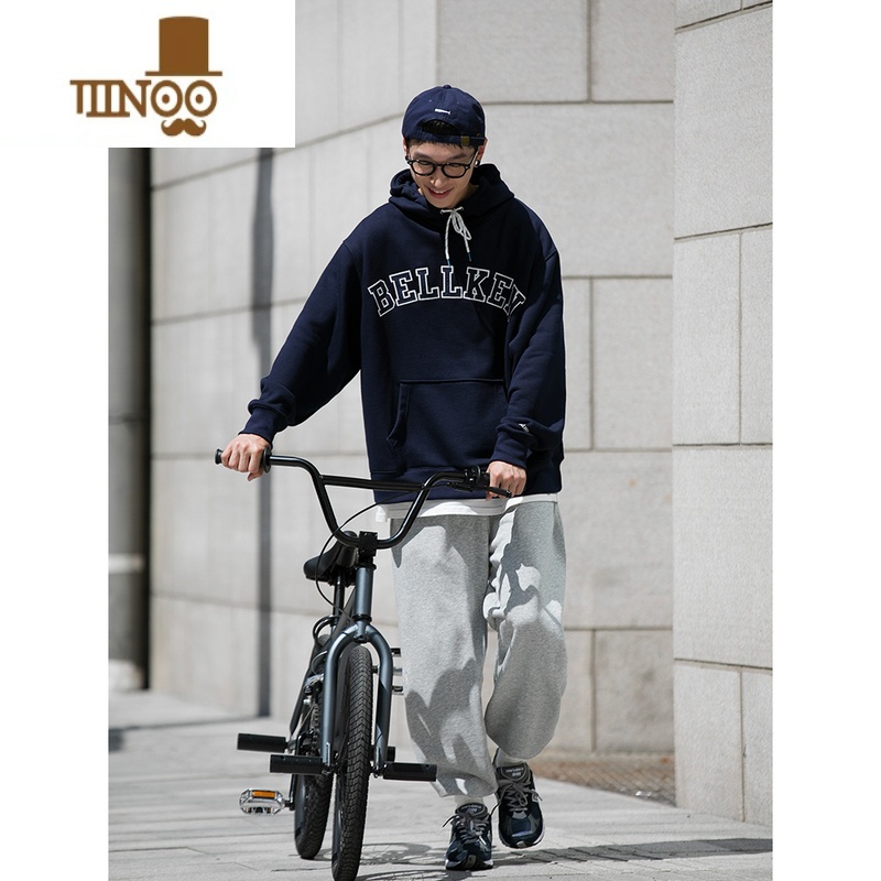 YANXUBellken早起工作室日系CityBoy宽松纯色卫裤男女运动休闲束脚长e高清大图