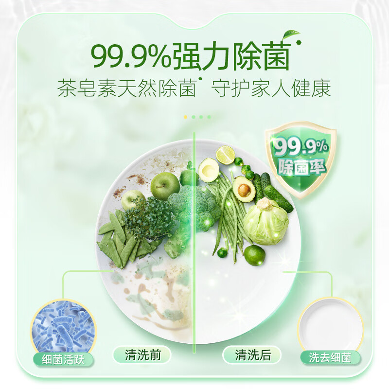 立白 茶籽洗洁精2.9kg A类去污洁净99%除菌 去油快不伤手洗涤灵洗碗液高清大图