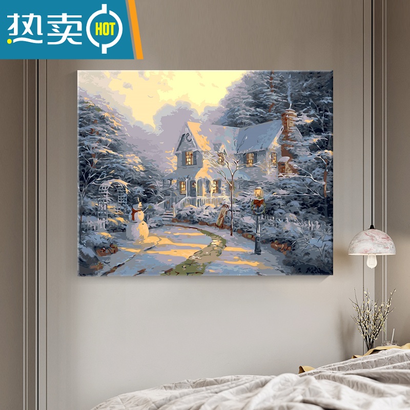 敬平数字油画diy填充填色油彩画手工风景装饰画大小尺寸丙烯画画装饰画高清大图
