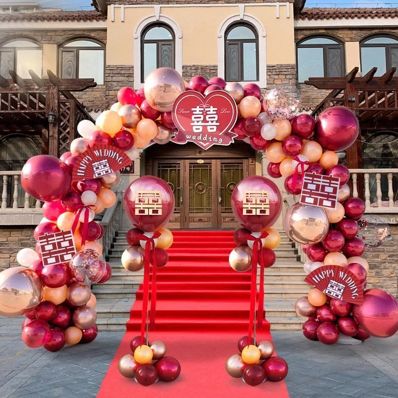 花样年华8节拱门|结婚用品大全新郎家酒店婚房布置套装感气球农村婚礼户外拱门图片