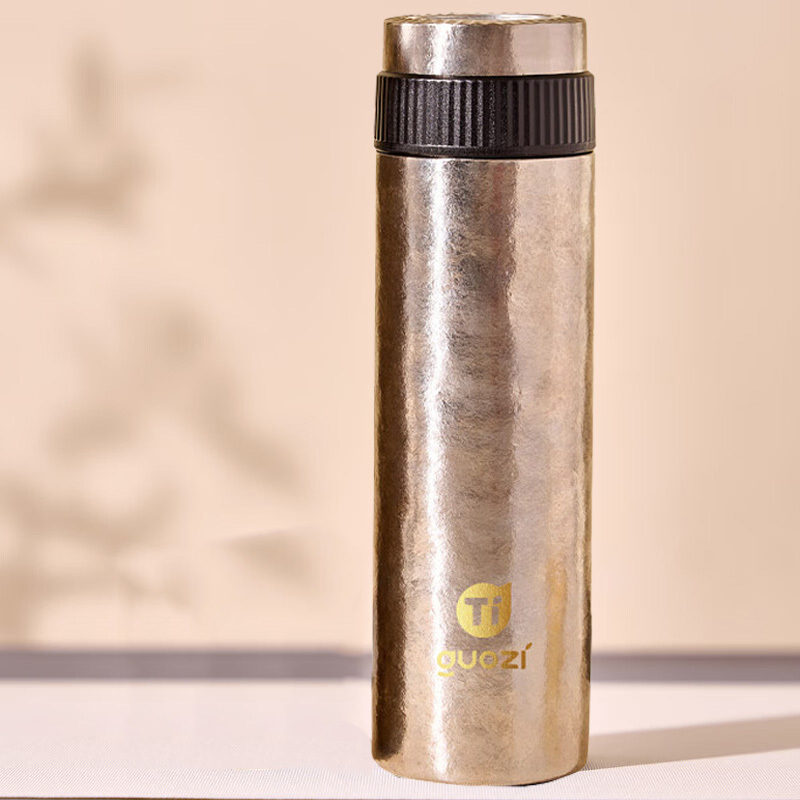 果兹保温钛杯420ml双层轻奢直饮杯雪花银GZ-Ti003高清大图