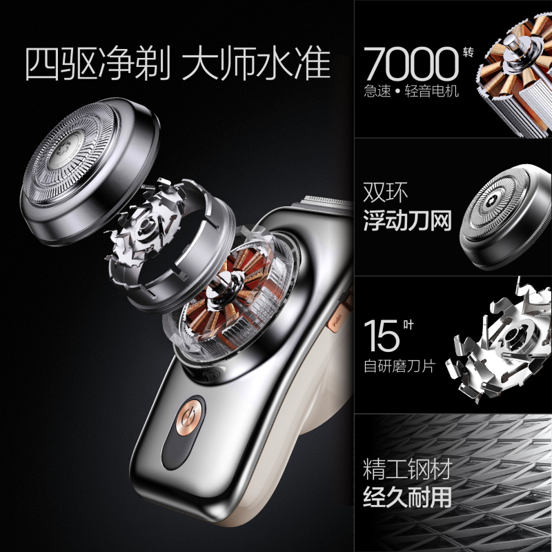 创维(Skyworth)造型师剃须刀流光银 mini迷你便携三合一电动刮胡刀男士剃胡刀刮剃胡子全身水洗节日送男友老公礼物高清大图