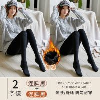 南极人女肉色丝袜连裤袜外穿秋冬加绒加厚打底裤棉裤 无绒薄款均码75-160斤 黑色连脚2条装