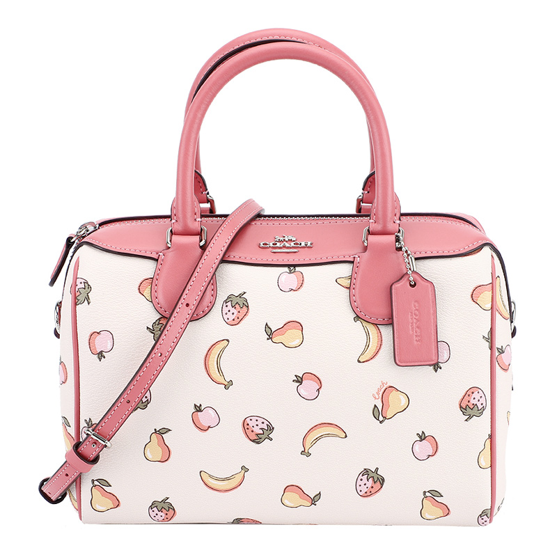 COACH 蔻驰 奢侈品 女士手提包白色图案款皮革手提单肩斜挎桶包欧美时尚高清大图