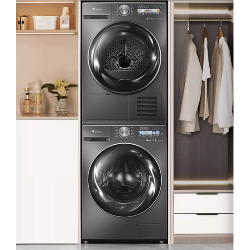 [超薄全嵌]小天鹅小乌梅洗烘套装10kg洗衣机烘干机组合热泵式tg100sc