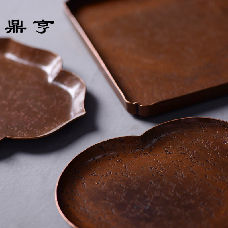 鼎亨 手工鎚目纹 紫铜 壶承 茶盘 茶道具 零配 茶席搭配茶器