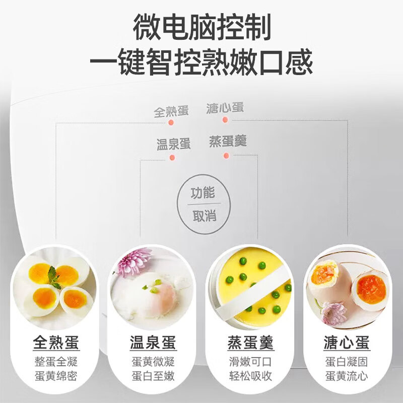 小熊智能定时煮蛋器 不锈钢内胆机械控制多功能蒸煮电器高清大图