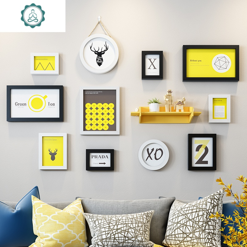 简约现代照片墙装饰悬挂创意个性相片框组合挂墙沙发背景墙连体挂 封