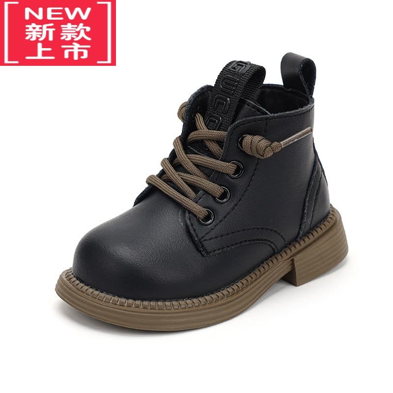 可莉允儿童靴子男童皮靴2022秋冬季加绒小童鞋子马丁靴软底洋气女童短靴图片