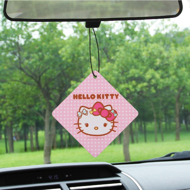 HelloKitty凯蒂猫汽车用品 车用香片挂式香水车载香水挂件车内香薰香膏汽车除异味车用香水草莓玫瑰薰衣草花果香调