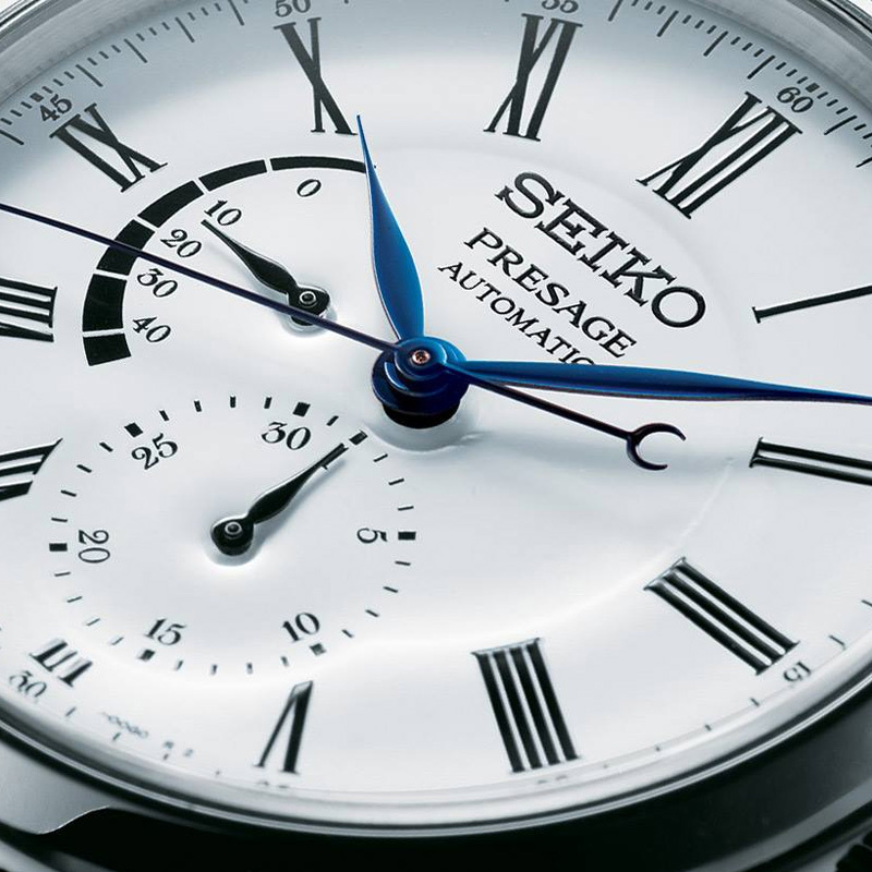 SEIKO精工手表男日本官方正品机械表珐琅表盘鳄鱼皮表带SPB047J1