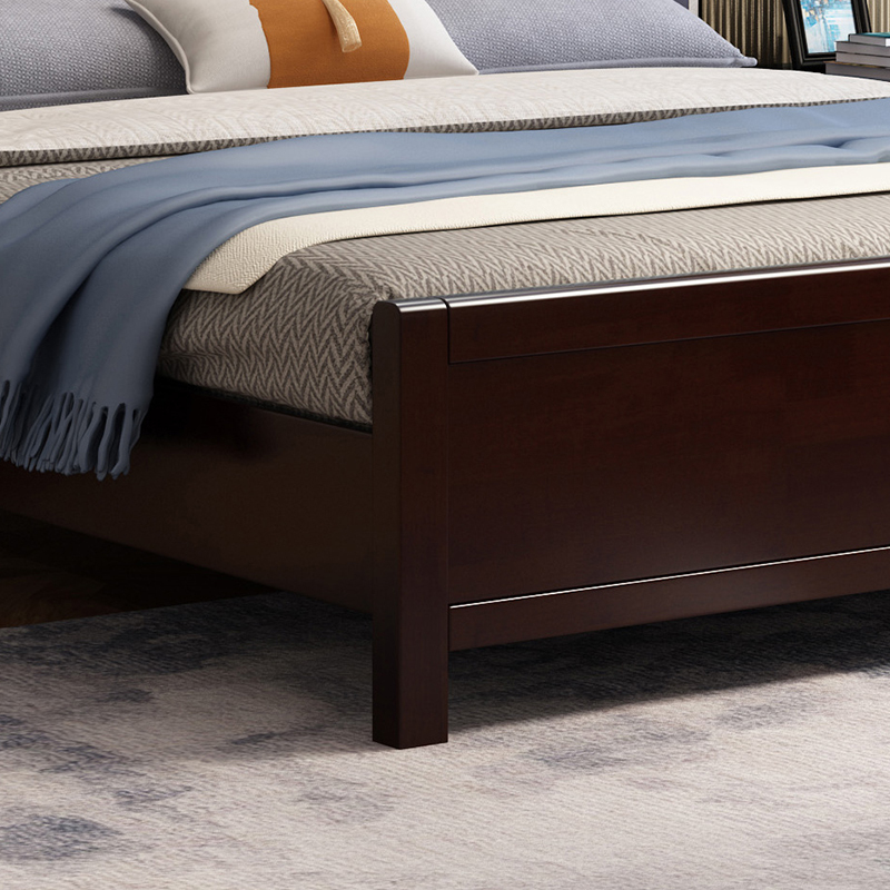 尔迈实木床现代中式卧室双人床18米胡桃色