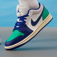 耐克（NIKE）男鞋新款Air Jordan 1 Low AJ1低帮舒适运动鞋耐磨篮球鞋553558-166 ZP 553558-147/白色/绿色/蓝色 40