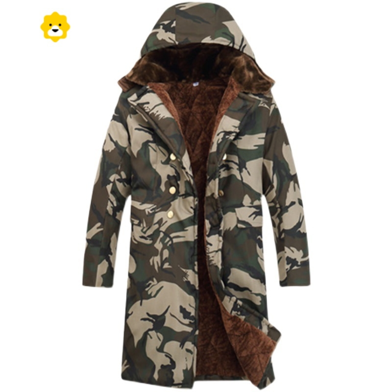 fish basket棉衣男军大衣男款棉大衣迷彩外套防寒工作服棉袄加绒劳p袄