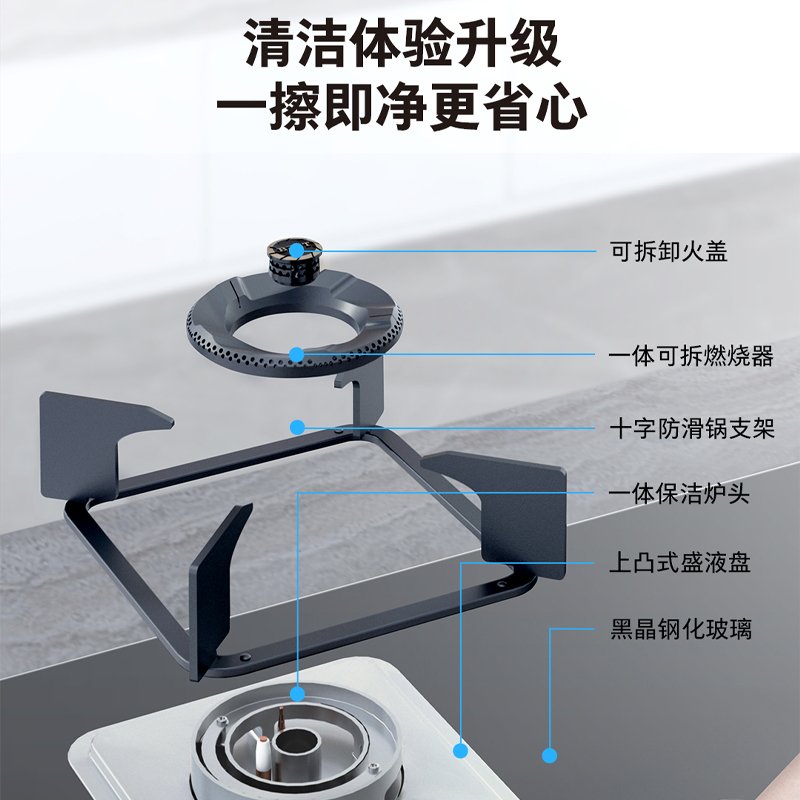 百得(BEST)华帝股份燃气灶AQ21 5.2kW直焰猛火灶64%高热效加宽底壳自由换装清洁体验升级天然气高清大图