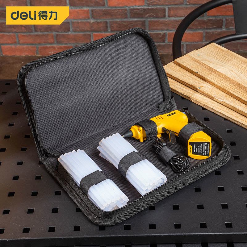 得力(deli) DL403360锂电热熔胶枪3.6V2000mAh60支胶棒 6套起订图片