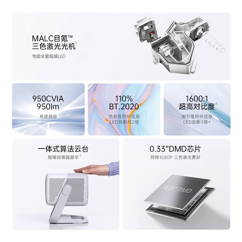 JMGO坚果N1+高亮版投影仪(含100吋画框幕布)超高清三色激光云台家用护眼智能卧室客厅投墙家庭影院超大内存游戏娱乐