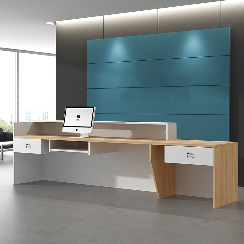 绵冠MIANGUAN前台接待台现代简约L型收银台咨询台服务台迎宾台办公桌不含边柜高清大图