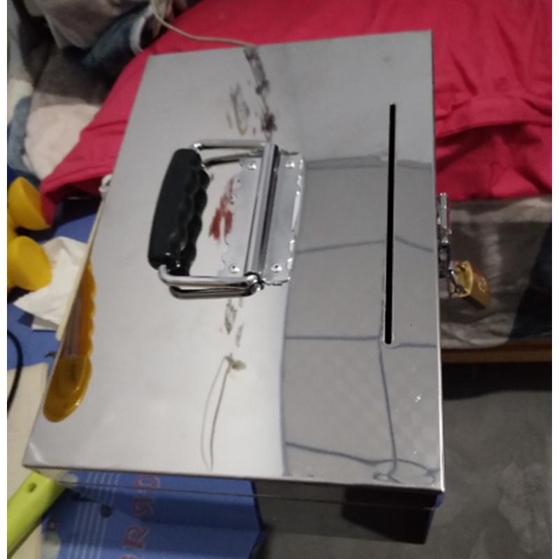 不锈钢储蓄罐大号带锁存钱箱超市手提收银钱箱儿童防摔存钱罐定做 三维工匠 30*20*15(30万)大号单锁钱箱高清大图