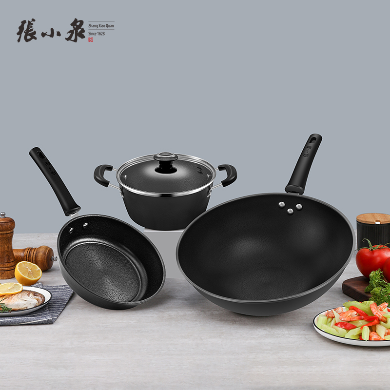 张小泉 精铁雪波纹锅具三件套 C35423000高清大图