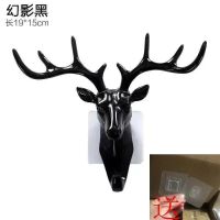 创意可爱鹿角挂钩北欧壁挂免打孔进门口门后墙上粘胶挂钥匙架|%鹿角%挂钩A+[黑色1个]