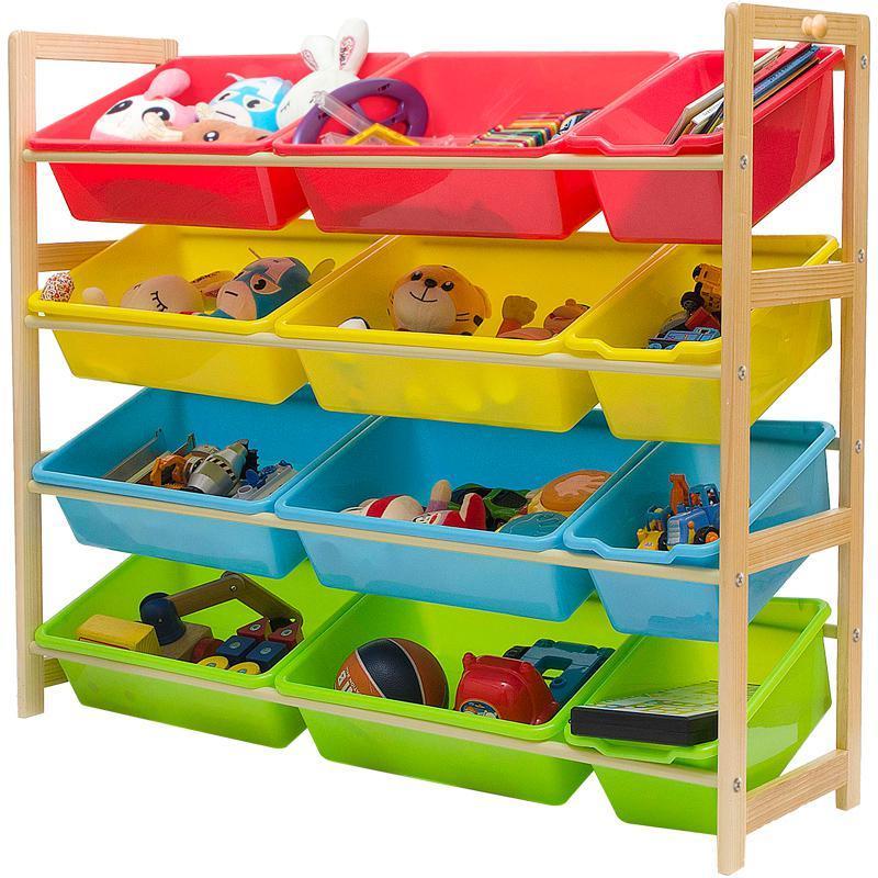 儿童玩具收纳架整理架多层置物架收纳箱实木宝宝玩具收纳柜