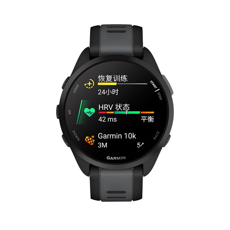佳明(Garmin)Forerunner 165新款智能触屏跑步游泳骑行多星定位心率血氧检测运动手表音乐版-极光蓝