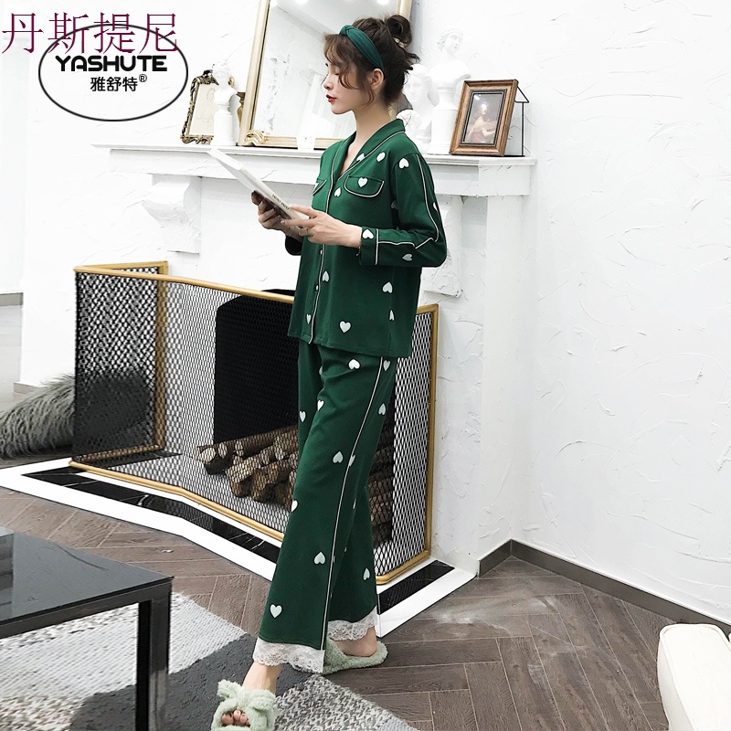 睡衣女士春秋季纯棉长袖家居服冬季全棉韩版宽松大码两件套装外穿