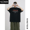 HLCOMAN/2025夏装新款美式潮牌印花280g短袖T恤宽松休闲上衣男生