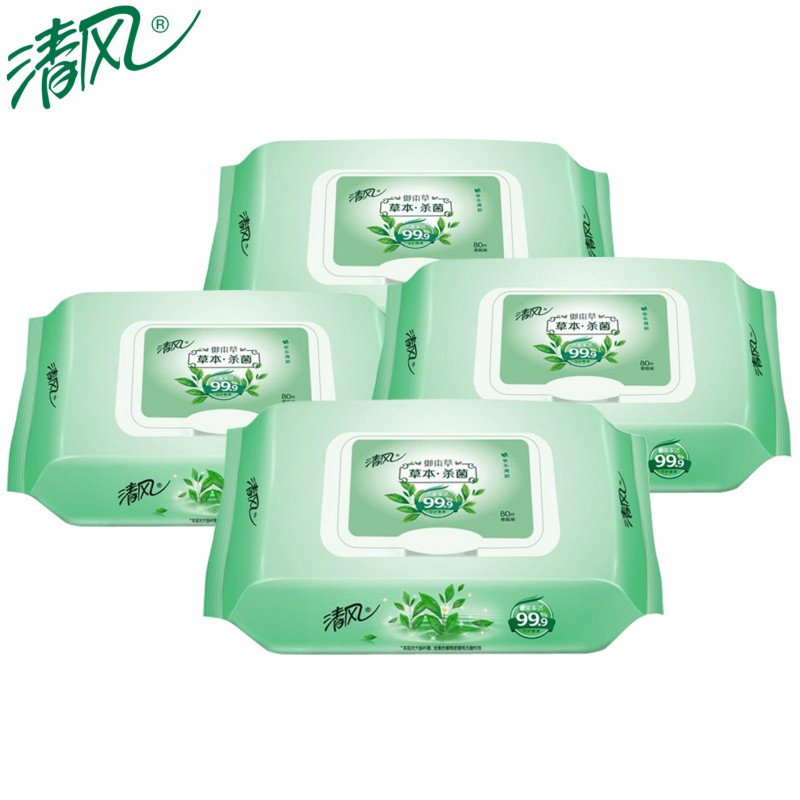 清风 御本草系列草本湿巾80片*12包 一箱装