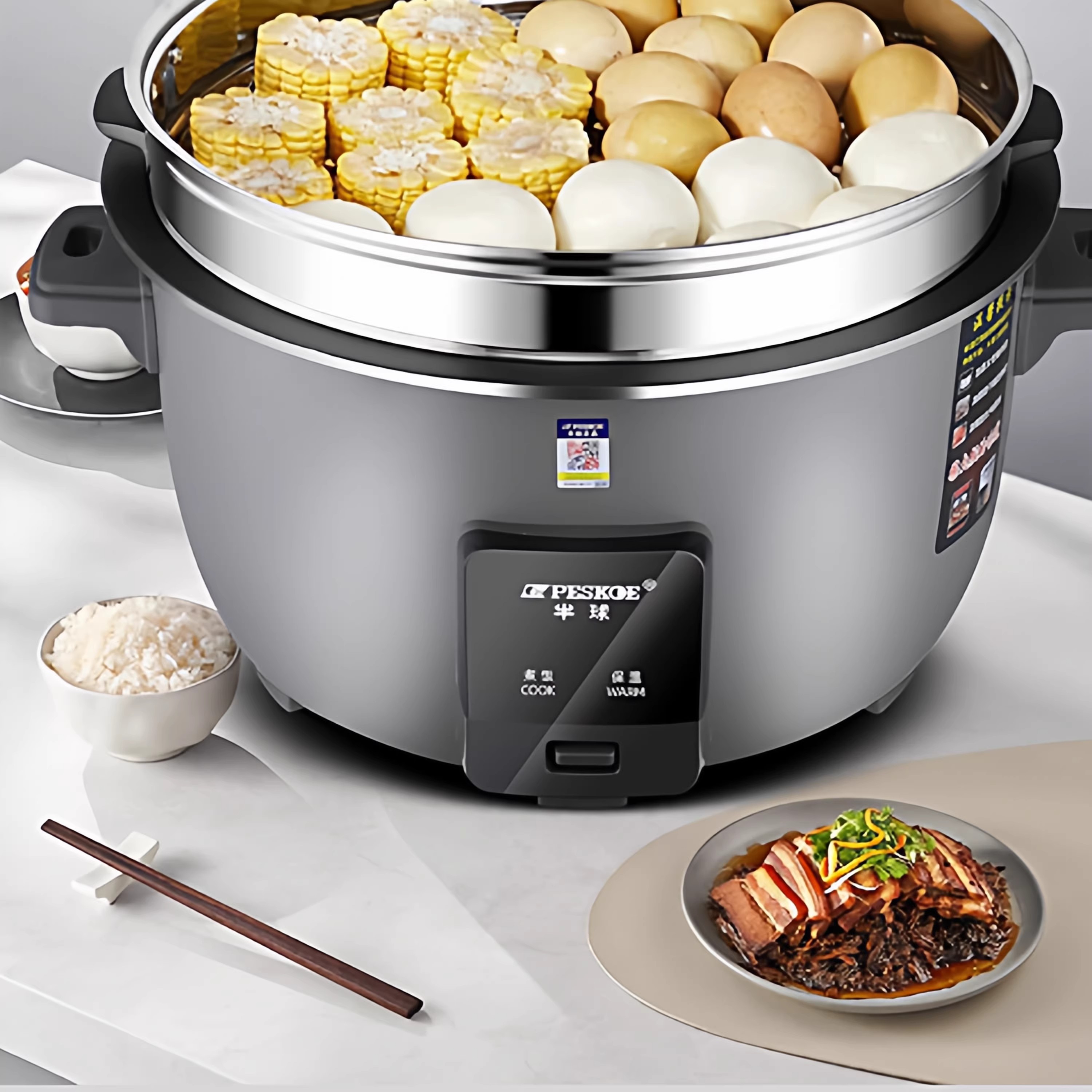 peskoe/半球商用大电饭锅18L用不粘老式超大容量 18升 特厚不粘胆+蒸笼[20-25人]高清大图