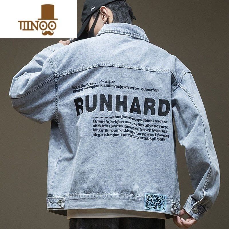 YANXU春季牛仔外套男士韩版潮流休闲潮牌宽松款褂子痞帅工装夹克男图片