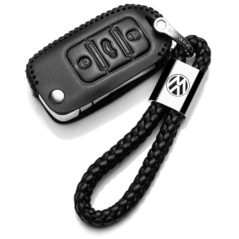 【补贴10%】上汽大众帕萨特钥匙套2020款专用真皮钥匙包17/18款帕萨特钥匙扣汽车钥匙包 A款黑色+绳（插钥匙启动半包）16年之前老款