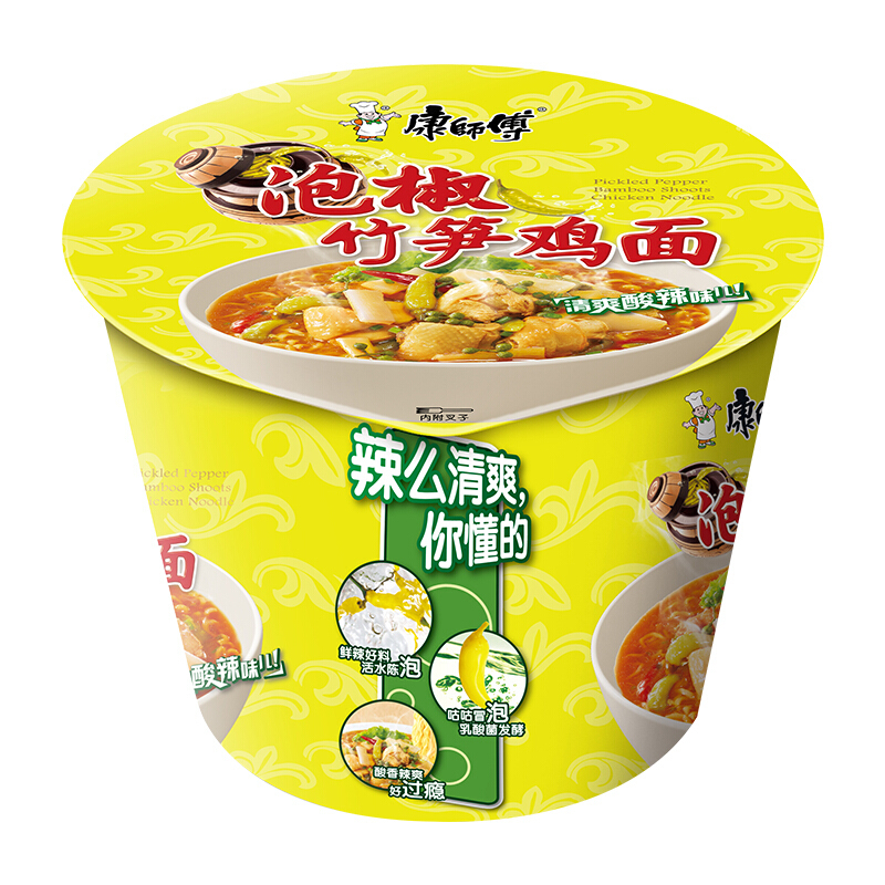 康师傅泡椒竹笋鸡面桶115g