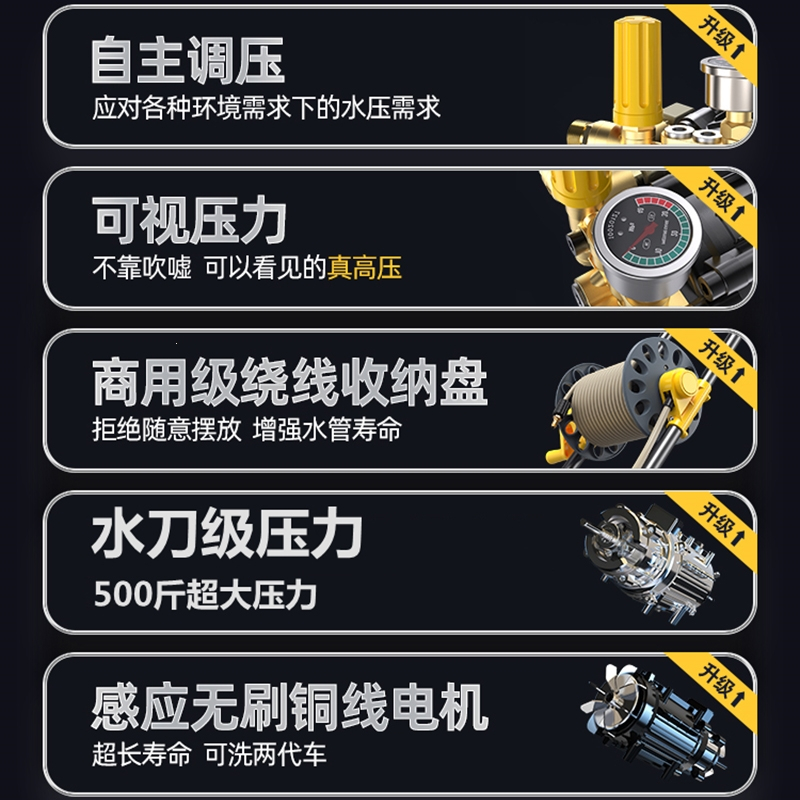指南车(zhinanche)220v大功率商用洗车机高压水泵水抢刷车清洗水枪家用泵