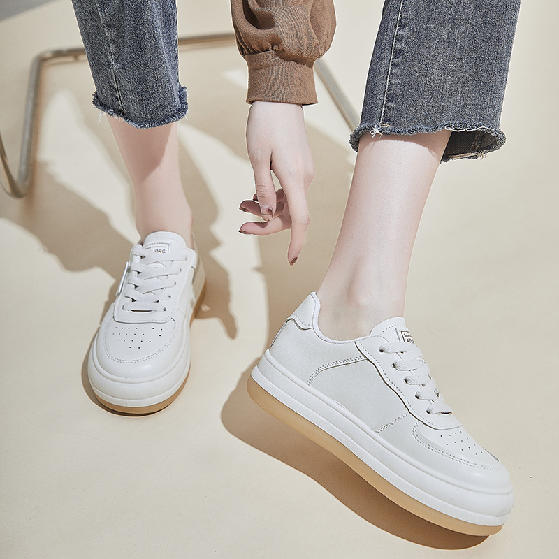 时言(SHIYAN)网红小白鞋女2022春季新款韩版女士单鞋ins潮流大头乐福鞋学生休闲面包鞋街拍厚底板鞋女