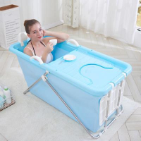 成人浴桶加厚塑料家用泡澡桶超大号儿童洗澡桶沐浴桶浴缸浴盆带盖级款粉色靠头带盖礼品1 水蓝色欧式加厚折叠礼品1.