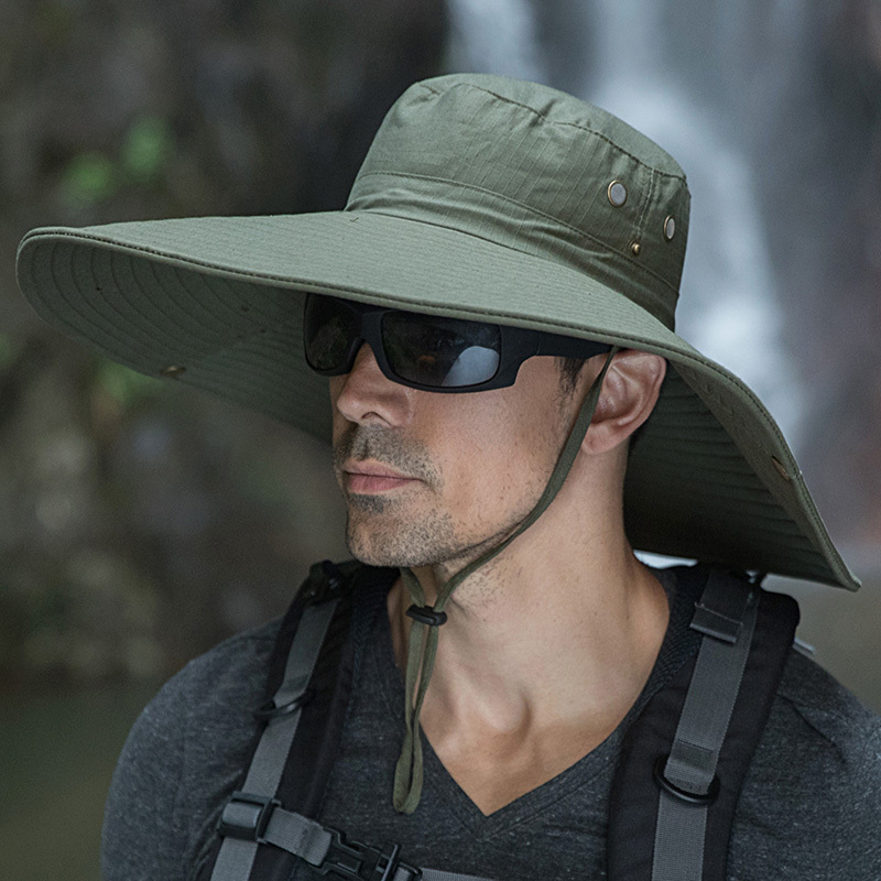 盛世尼曼男士帽子加大帽沿渔夫帽男防晒帽遮阳帽夏季户外钓鱼帽盆帽