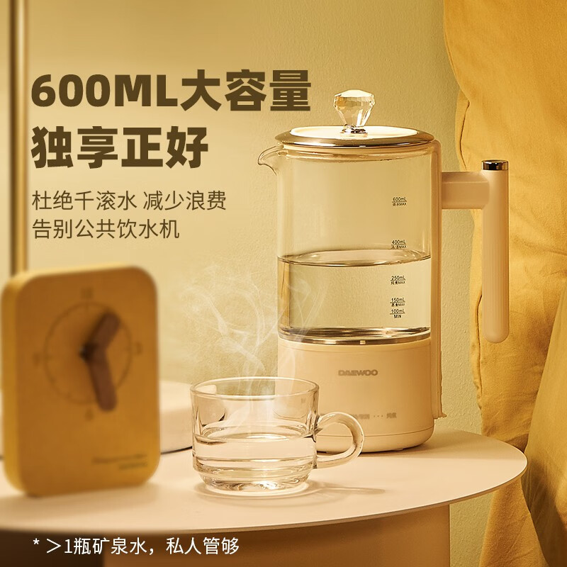 大宇(DAEWOO)养生壶电水壶迷你养生杯0.6L1-2人食YS2