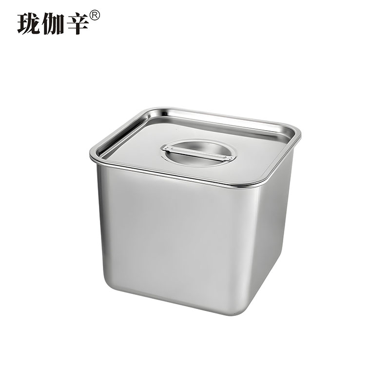 珑伽辛 不锈钢带盖方形味盅调料盒 20*20*14cm/个高清大图