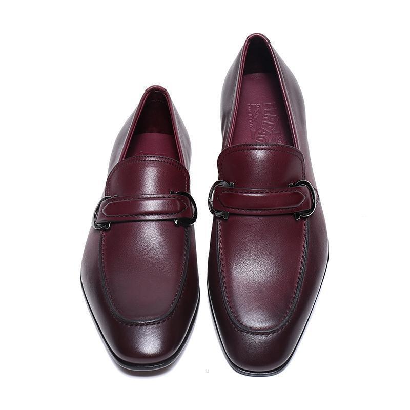 ferragamo菲拉格慕男士carlo系列酒红色牛皮商务休闲皮鞋0685748