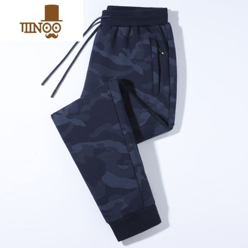 YANXU迷彩长裤子小脚休闲运动裤男春宽松加肥加大码加绒加厚图片