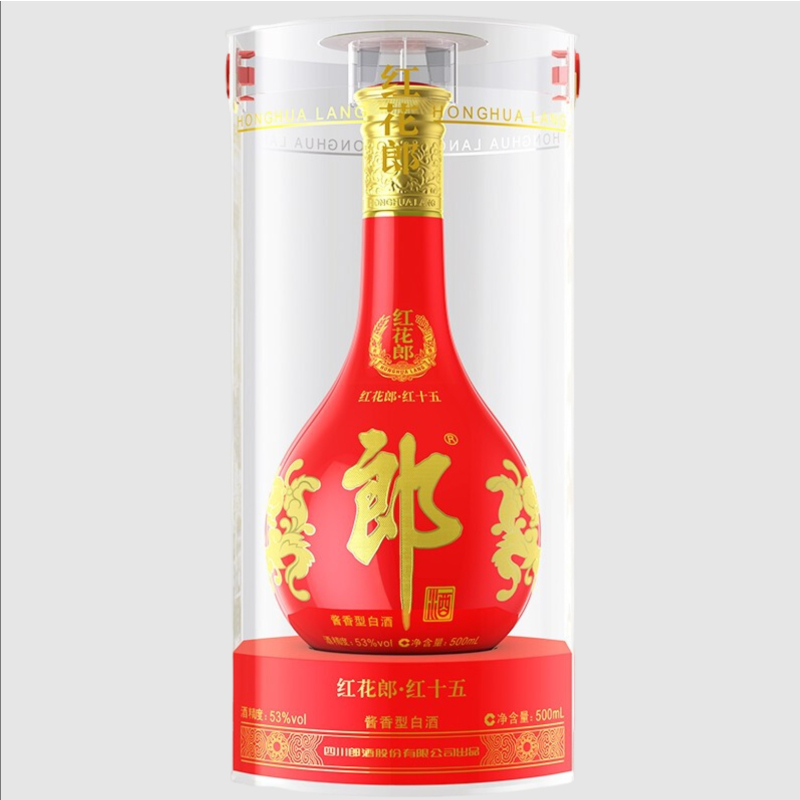 郎酒 红花郎15 酱香型白酒 53度 500ml 单瓶装 收藏送礼