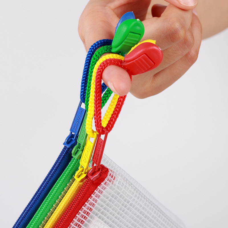 齐心A1054 A4透明网格拉链袋 经济型资料袋 文件袋 10个装高清大图